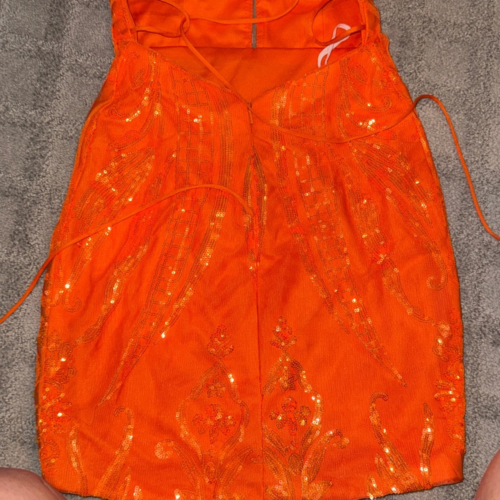 Vibrant Orange Women's Dress - Picture 5 of 7